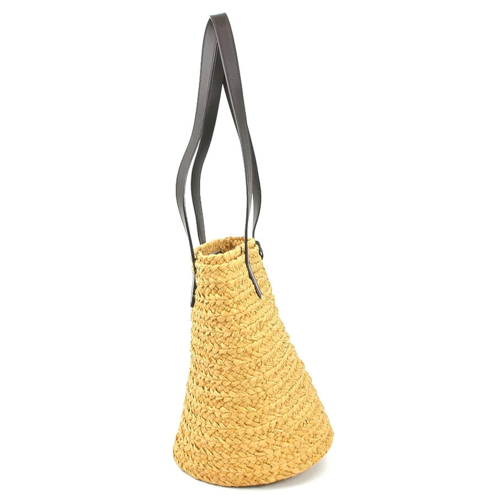 Saint Laurent Brown x Panier Leather Bag Raffia Shoulder